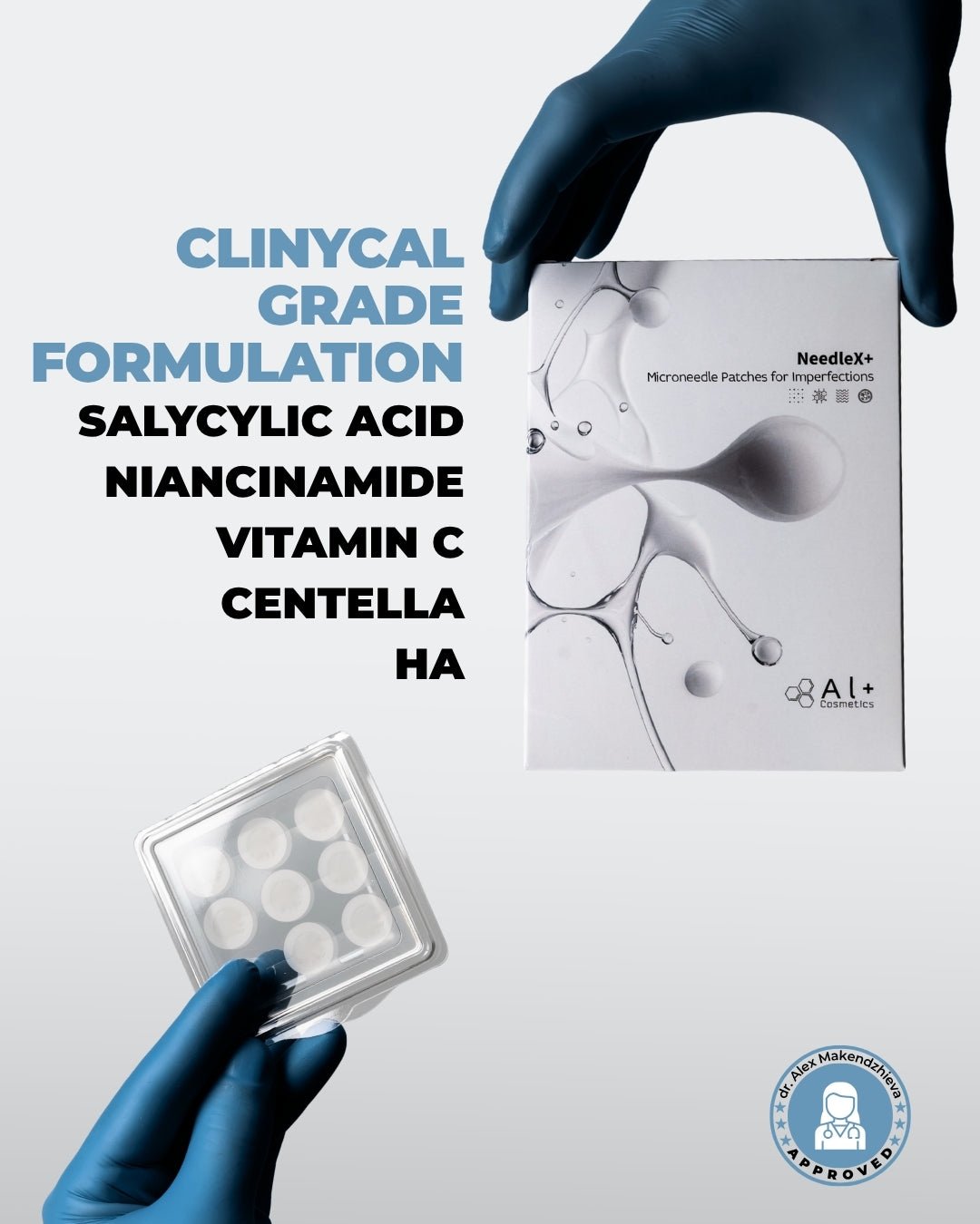 NeedleX+ Пластир с активни микроигли срещу пъпки - Al+ Cosmetics - 9 пластира за болезнени пъпки by Al+