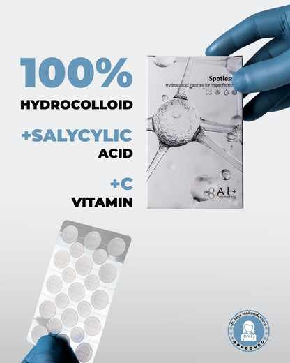 Spotless+ Хидроколоиден пластир срещу пъпки - Al+ Cosmetics - 23 хидроколоидни пластира за пъпки by Al+